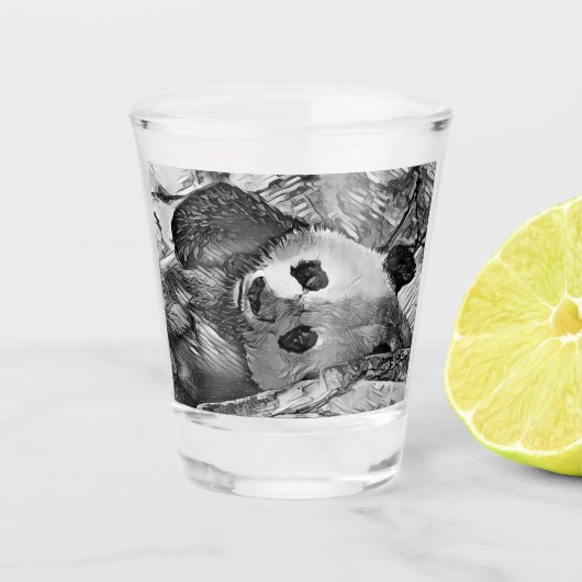 AnimalArtBW_Panda_002 ショットグラス (正面)