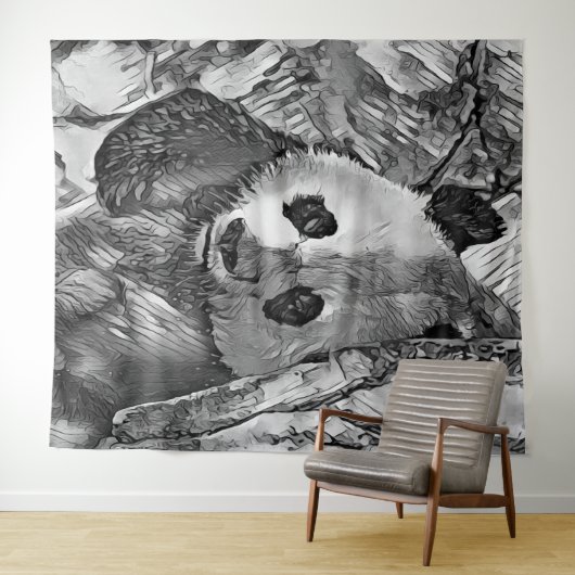 AnimalArtBW_Panda_002 タペストリー (インサイチュ(横))