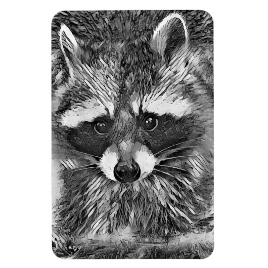 AnimalArtBW_Raccoon_006 マグネット (縦)