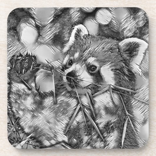 AnimalArtBW_RedPanda_001 コースター (正面)