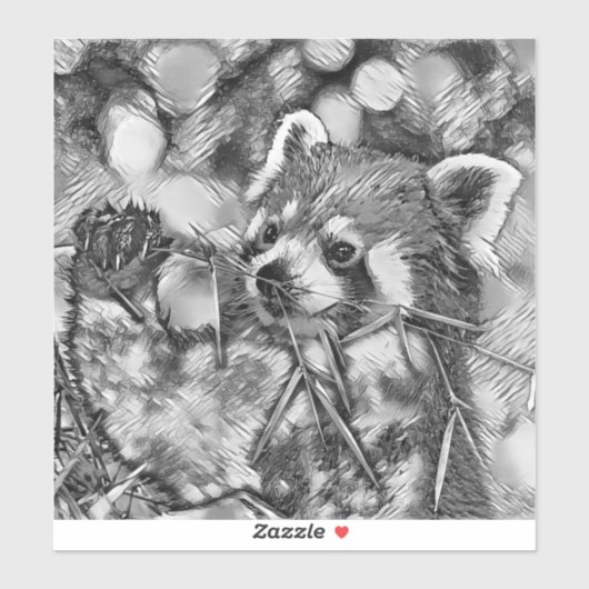 AnimalArtBW_RedPanda_001 シール (シート)