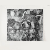 AnimalArtBW_RedPanda_001 タペストリー (正面(横))
