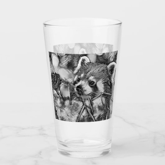 AnimalArtBW_RedPanda_001 タンブラーグラス (正面)