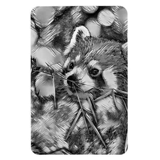 AnimalArtBW_RedPanda_001 マグネット (縦)