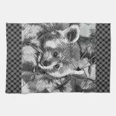 AnimalArtBW_RedPanda_003 キッチンタオル (横)