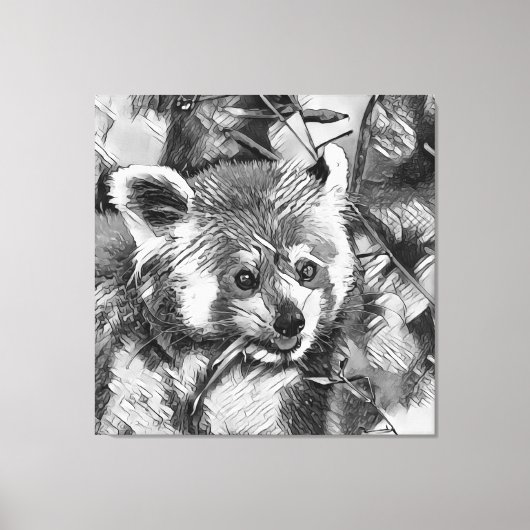 AnimalArtBW_RedPanda_003 キャンバスプリント (正面)