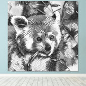 AnimalArtBW_RedPanda_003 キャンバスプリント (インサイチュ (ウッドフロア))