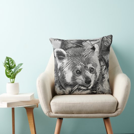 AnimalArtBW_RedPanda_003 クッション (椅子)