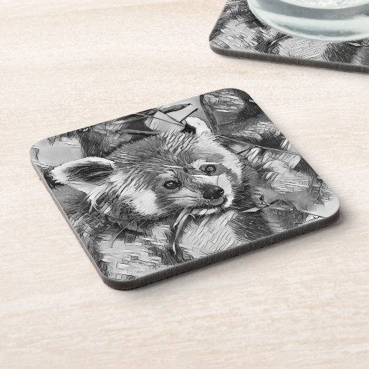 AnimalArtBW_RedPanda_003 コースター (左側)