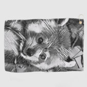 AnimalArtBW_RedPanda_003 ゴルフタオル (横)