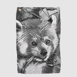 AnimalArtBW_RedPanda_003 ゴルフタオル