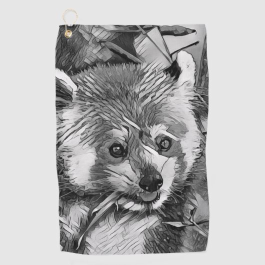 AnimalArtBW_RedPanda_003 ゴルフタオル (正面)