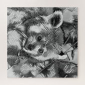 AnimalArtBW_RedPanda_003 ジグソーパズル (横)