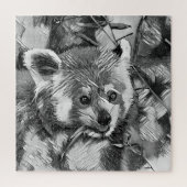 AnimalArtBW_RedPanda_003 ジグソーパズル (縦)