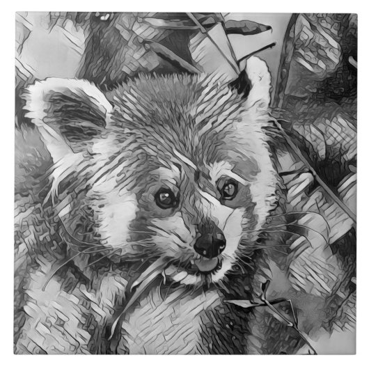 AnimalArtBW_RedPanda_003 タイル (正面)