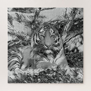 AnimalArtBW_Tiger_001 ジグソーパズル