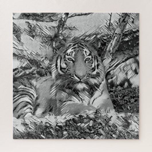 AnimalArtBW_Tiger_001 ジグソーパズル (縦)