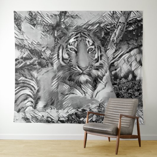 AnimalArtBW_Tiger_001 タペストリー (インサイチュ(横))