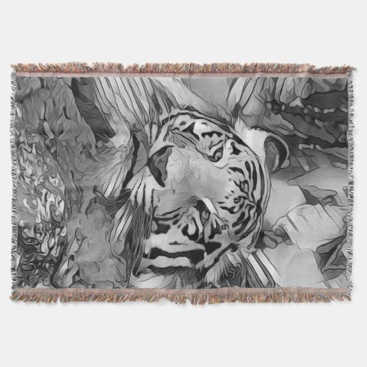 AnimalArtBW_Tiger_002 スローブランケット (正面)
