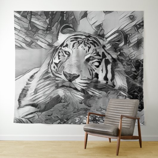AnimalArtBW_Tiger_002 タペストリー (インサイチュ(横))