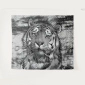 AnimalArtBW_Tiger_004 タペストリー (正面(横))