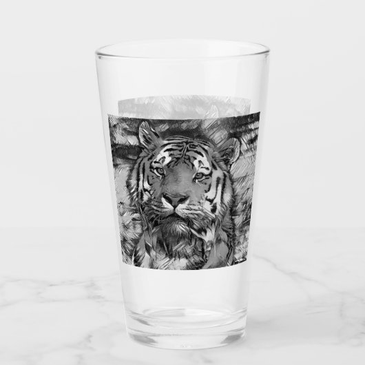 AnimalArtBW_Tiger_004 タンブラーグラス (正面)