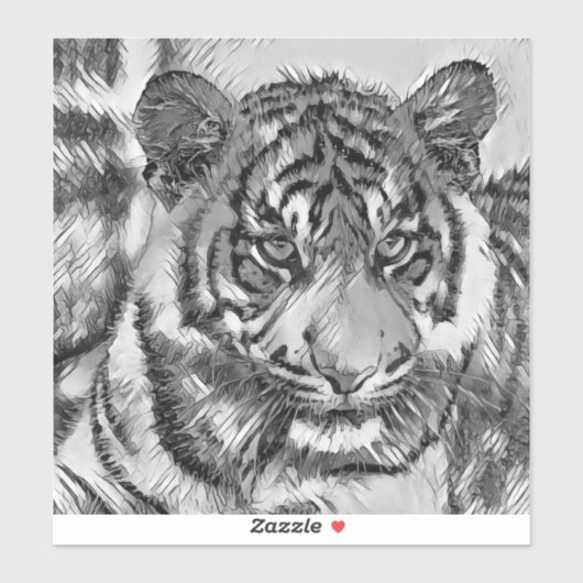 AnimalArtBW_Tiger_009 シール (シート)