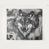 AnimalArtBW_Wolf_001 タペストリー (正面(横))
