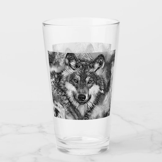 AnimalArtBW_Wolf_001 タンブラーグラス (正面)
