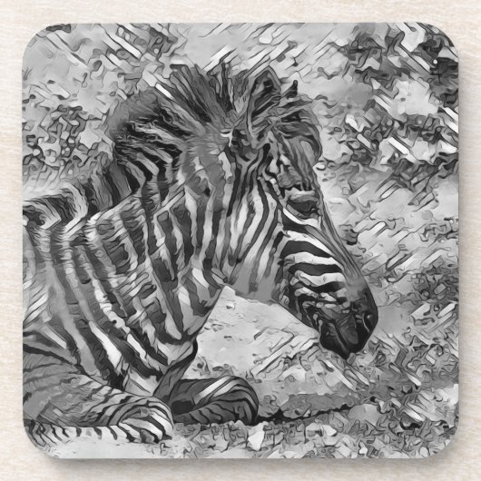 AnimalArtBW_Zebra_001 コースター (正面)