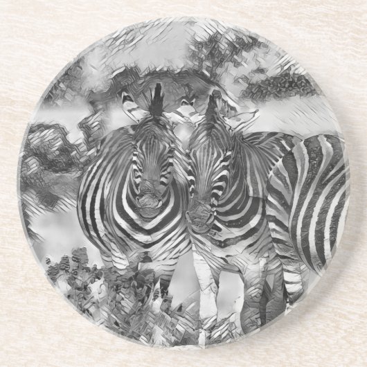 AnimalArtBW_Zebra_012 コースター (正面)