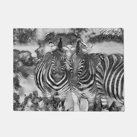 AnimalArtBW_Zebra_012 ドアマット (正面)
