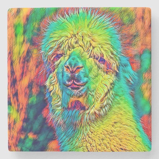 AnimalColor_Alpaca_005 ストーンコースター (正面)