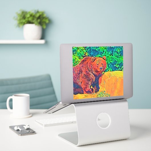 AnimalColor_Bear_001 シール (デスク上のノートパソコン)