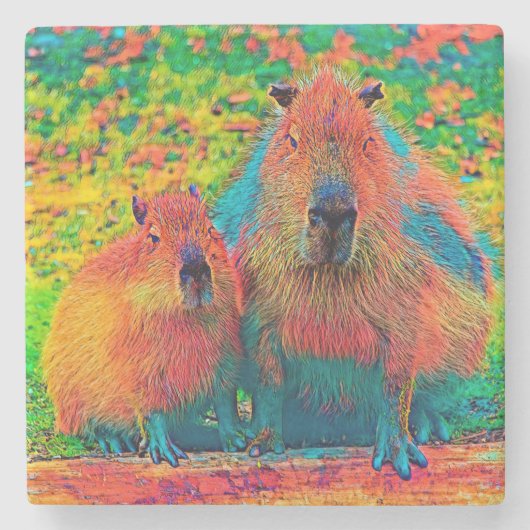 AnimalColor_Capybara_002 ストーンコースター (正面)
