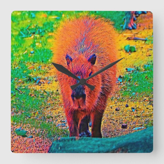 AnimalColor_Capybara_011 スクエア壁時計 (正面)