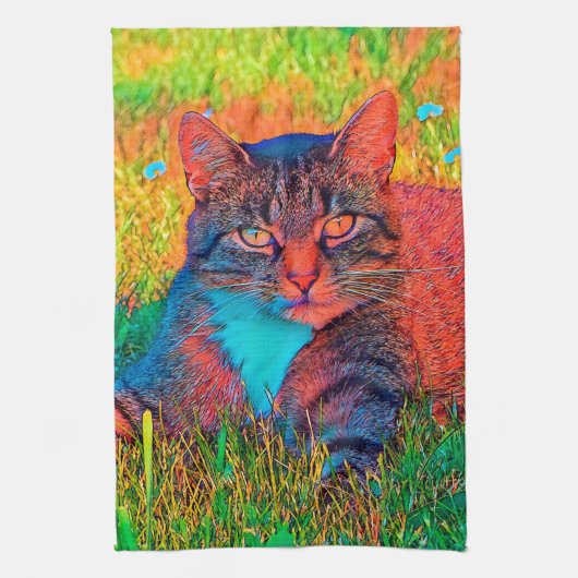 AnimalColor_Cat_008 キッチンタオル (縦)