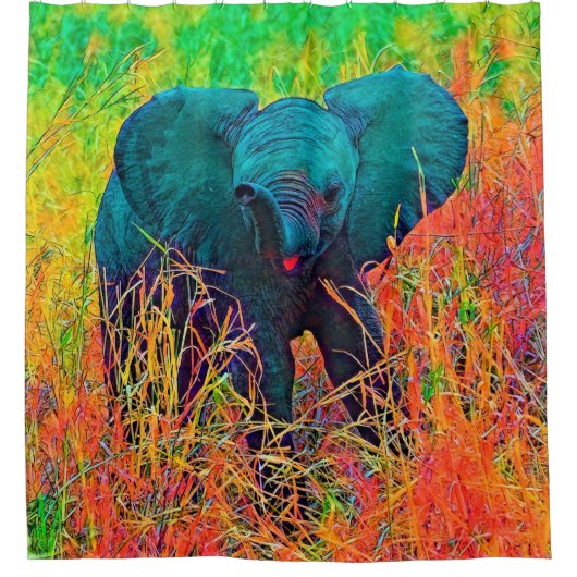 AnimalColor_Elephant_002 シャワーカーテン (正面)
