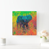 AnimalColor_Elephant_002 スクエア壁時計 (ホーム)