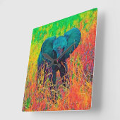 AnimalColor_Elephant_002 スクエア壁時計 (傾斜)
