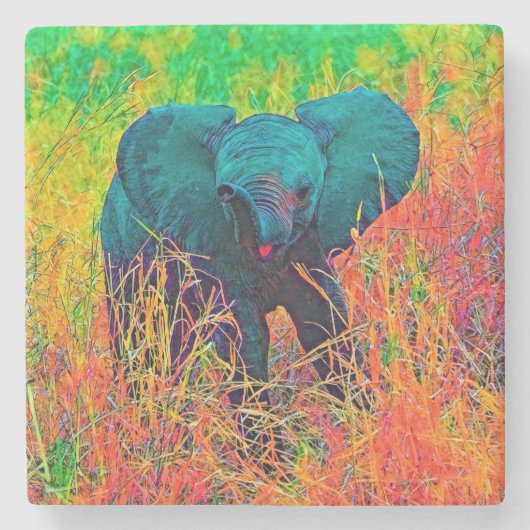 AnimalColor_Elephant_002 ストーンコースター (正面)