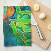 AnimalColor_Fish_001 キッチンタオル (四つ折り)