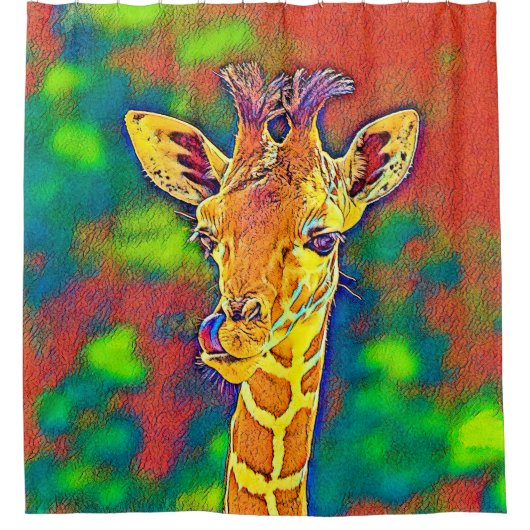 AnimalColor_Giraffe_005_by_JAMColors シャワーカーテン (正面)