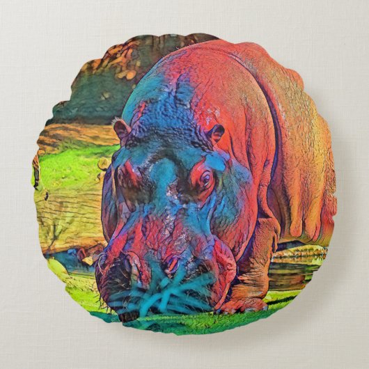 AnimalColor_Hippo_004 ラウンドクッション (正面)