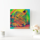 AnimalColor_Lion_002 スクエア壁時計 (ホーム)