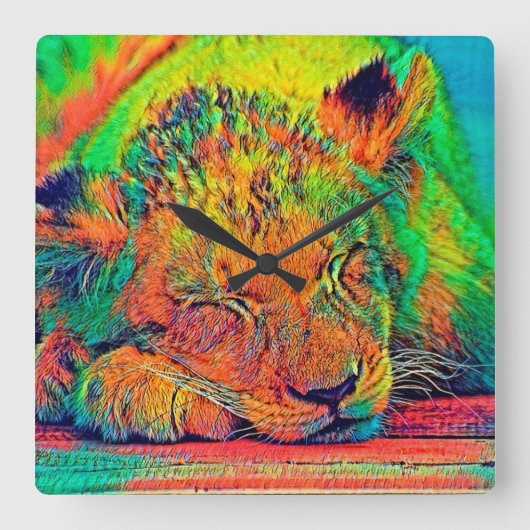 AnimalColor_Lion_002 スクエア壁時計 (正面)