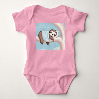 Animales kawaii / Oso perezoso dormido con cobija ベビーボディスーツ