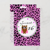 Animalierのピンクの菓子16の誕生日の招待状 招待状 (正面/裏面)