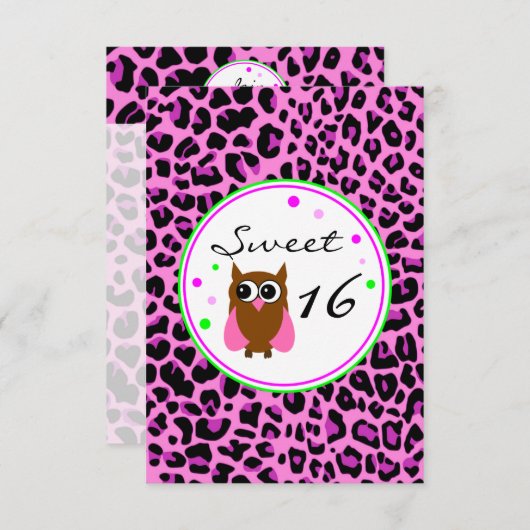 Animalierのピンクの菓子16の誕生日の招待状 招待状 (正面/裏面)