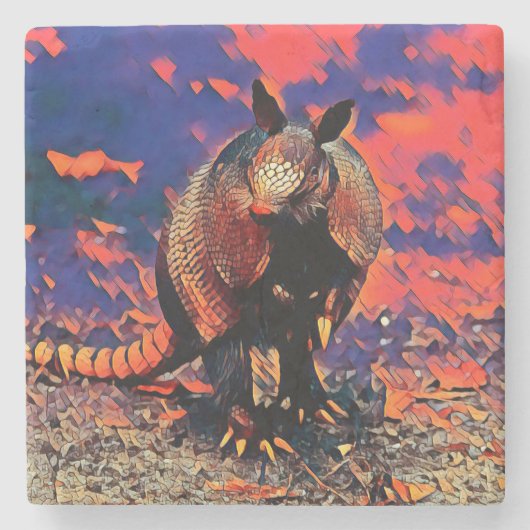 AnimalMix_Armadillo_001 ストーンコースター (正面)